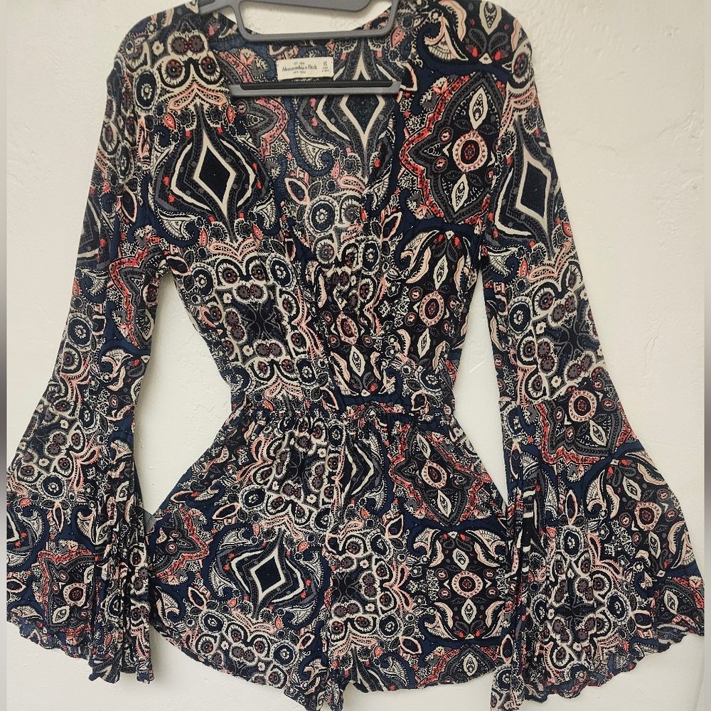 Abercrombie & Fitch Paisley Print Top - Blue and Pink